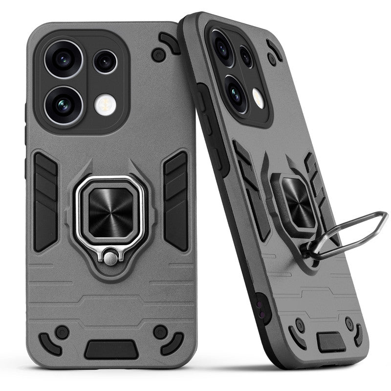Back view of Oppo Reno 16C 5G case highlighting the built-in rotating metal ring holder
