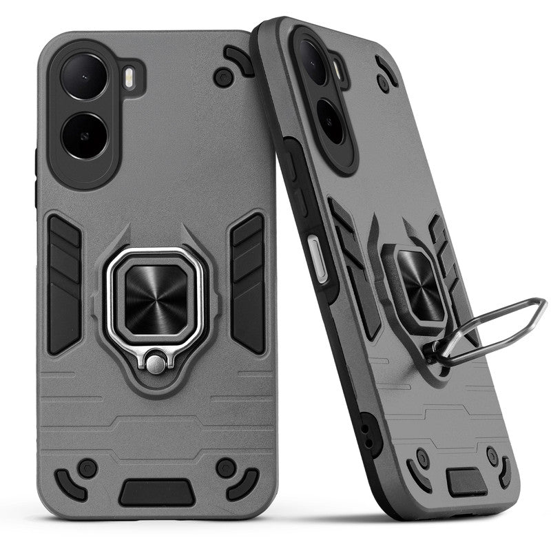 Back view of Poco C85x 5G case highlighting the built-in rotating metal ring holder