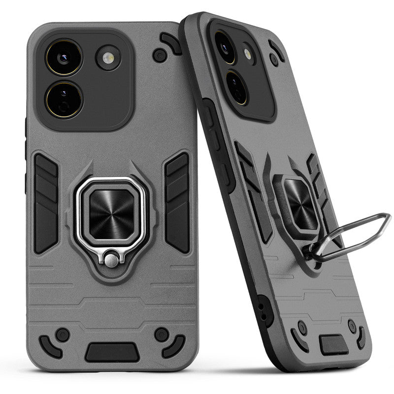 Back view of Poco X8 Power 5G case highlighting the built-in rotating metal ring holder