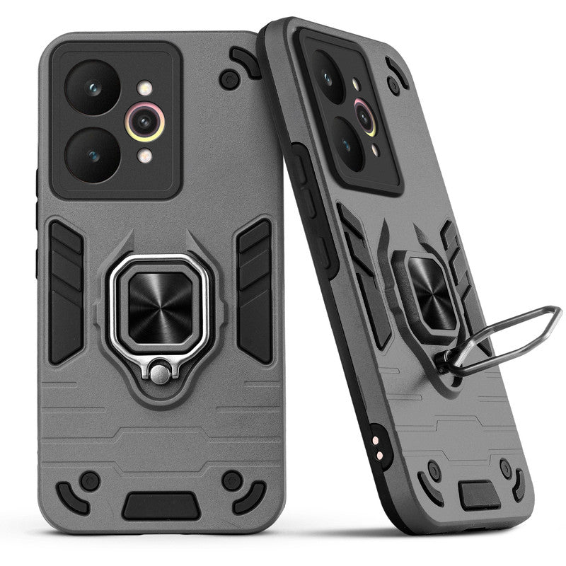 Back view of Realme 15 5G case highlighting the built-in rotating metal ring holder