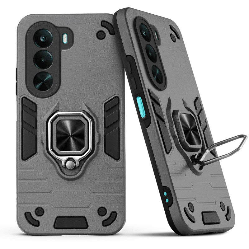 Back view of Realme P4x 5G case highlighting the built-in rotating metal ring holder