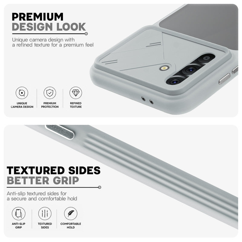 Premium Frosted Back Cover with Textured Camera Design & Metal-Look Buttons for Samsung A56 5G
