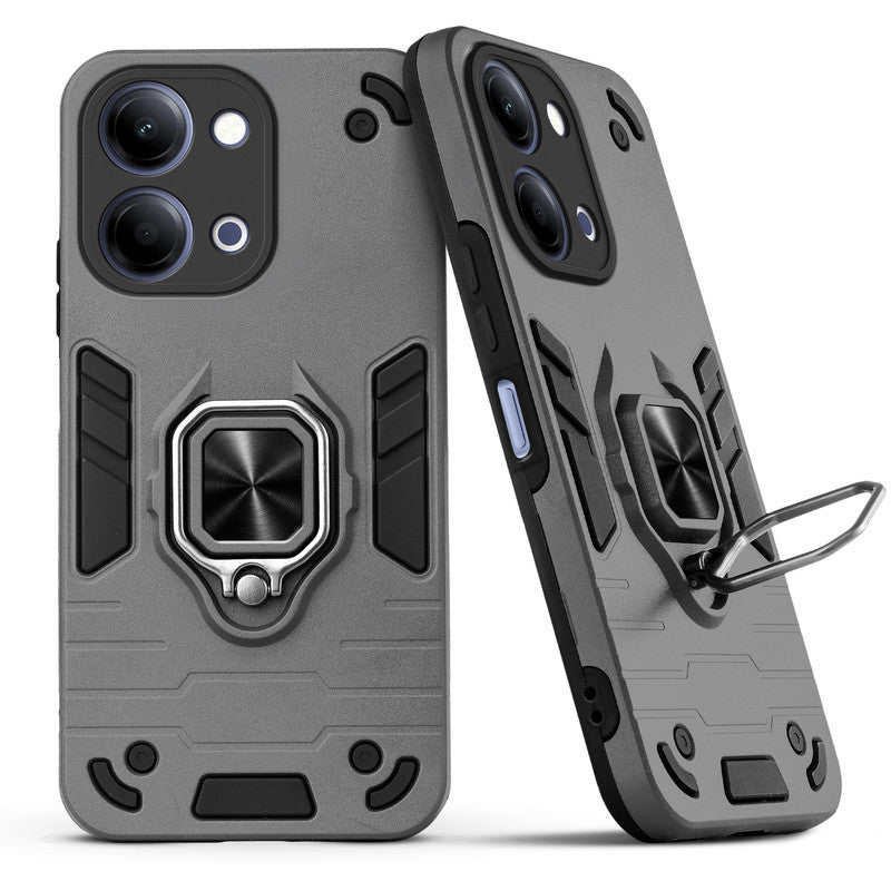 Back view of Vivo Y11 5G case highlighting the built-in rotating metal ring holder