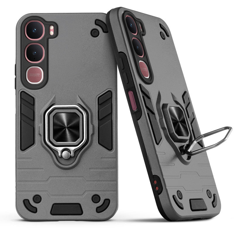 Back view of Vivo Y31 5G case highlighting the built-in rotating metal ring holder