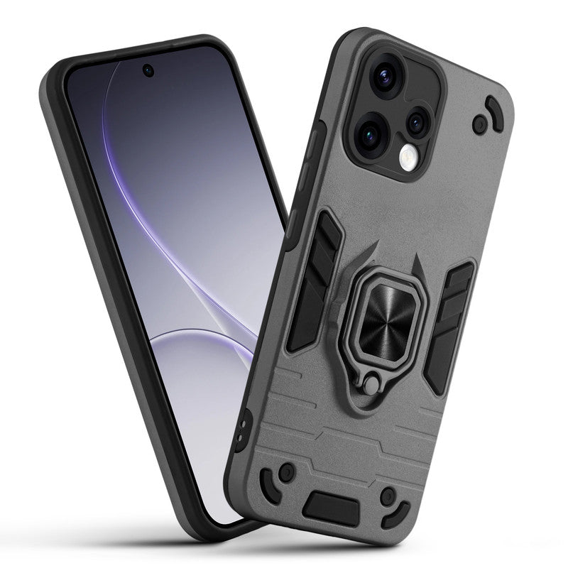Front and back view of Oppo Reno 15 5G fitted with a protective case and ring grip