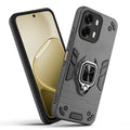 Front and back view of Oppo A6 Pro 5G fitted with a protective case and ring grip