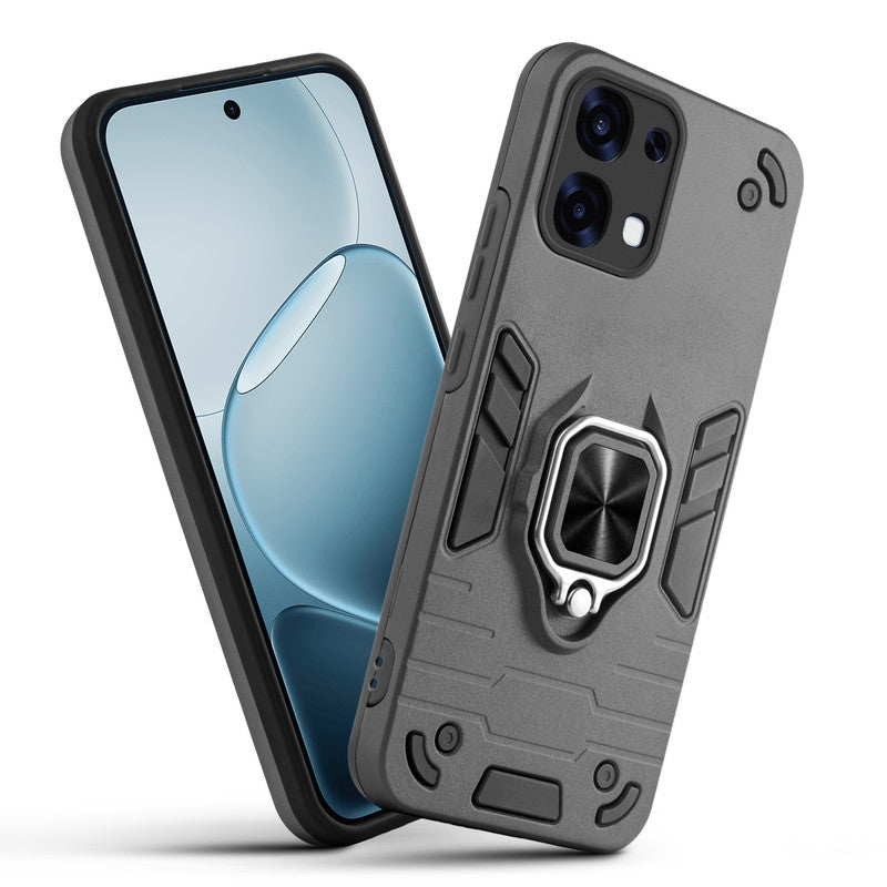 Front and back view of Oppo F31 5G fitted with a protective case and ring grip