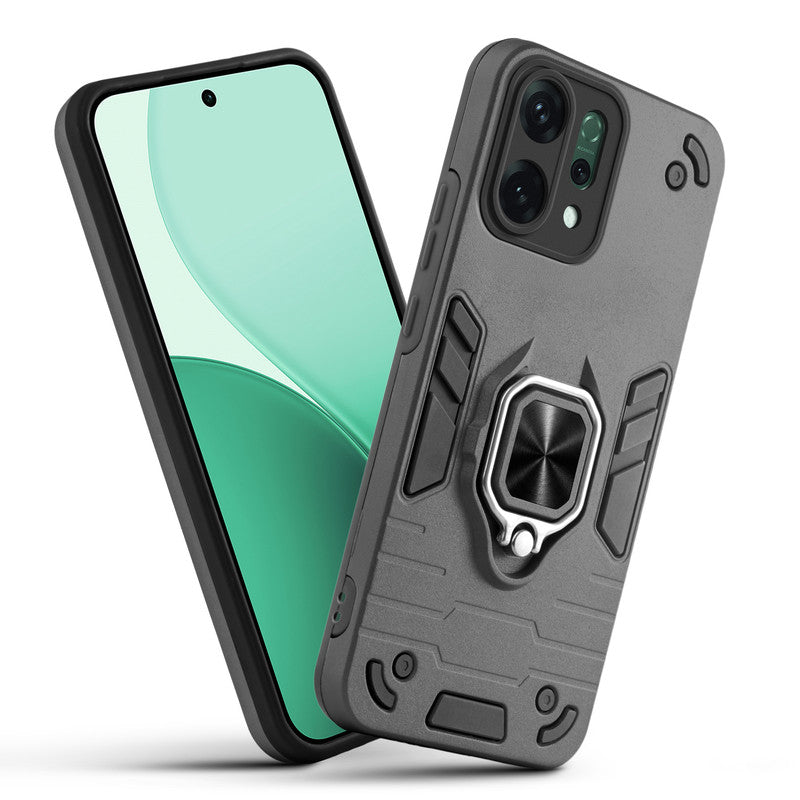 Front and back view of Oppo Reno 14 5G fitted with a protective case and ring grip