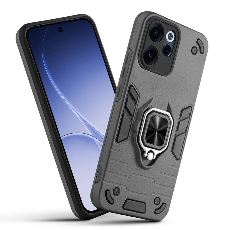 Front and back view of Oppo Reno 15C 5G fitted with a protective case and ring grip