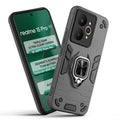 Front and back view of Realme 15 Pro 5G fitted with a protective case and ring grip