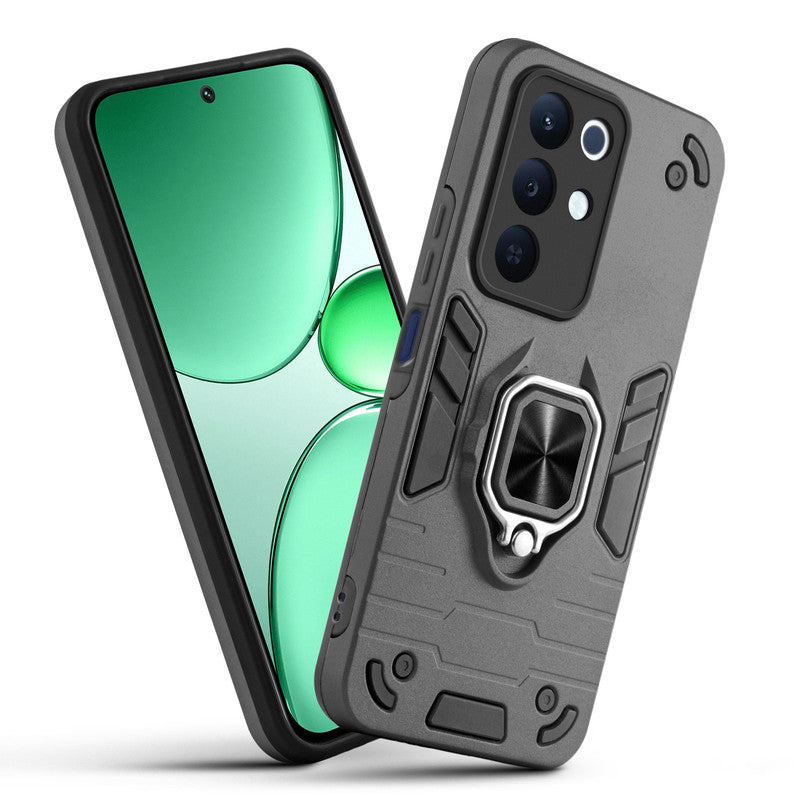 Front and back view of Realme 15x 5G fitted with a protective case and ring grip
