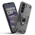 Front and back view of Realme C83 5G fitted with a protective case and ring grip