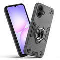 Front and back view of Samsung A07 5G fitted with a protective case and ring grip