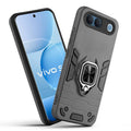 Front and back view of Vivo S2 5G fitted with a protective case and ring grip