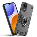 Front and back view of Vivo T5e 5G fitted with a protective case and ring grip