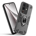 Front and back view of Vivo Y31 Pro 5G fitted with a protective case and ring grip
