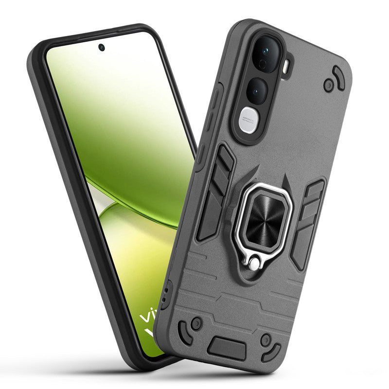 Front and back view of Vivo Y400 5G fitted with a protective case and ring grip
