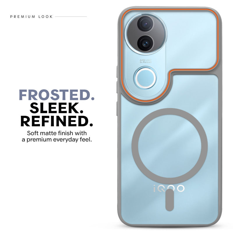 Premium Magnetic Case for iQOO Z10R 5G with Frosted Back, Soft Silicone Edges & Raised Camera Protection