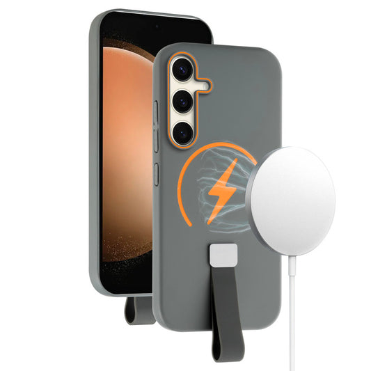 Compact and Stylish Silicon Finish Hard Cover For Samsung S23 FE 5G with Integrated Grip Strap & MagSafe Charging Support