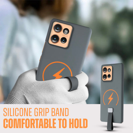 Compact and Stylish Silicon Finish Hard Cover For Motorola Moto Edge 50 5G with Integrated Grip Strap & MagSafe Charging Support