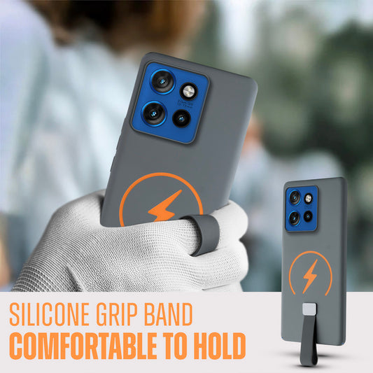 Compact and Stylish Silicon Finish Hard Cover For Motorola Moto Edge 50 Neo 5G with Integrated Grip Strap & MagSafe Charging Support