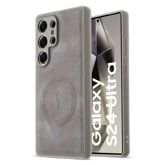 Refined PU Leather Case for Samsung S24 Ultra 5G , with Support for MagSafe & Wireless Accessories