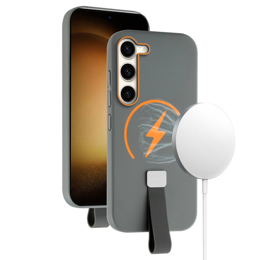 Compact and Stylish Silicon Finish Hard Cover For Samsung S23 5G with Integrated Grip Strap & MagSafe Charging Support