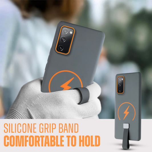 Compact and Stylish Silicon Finish Hard Cover For Samsung S20 FE 5G with Integrated Grip Strap & MagSafe Charging Support