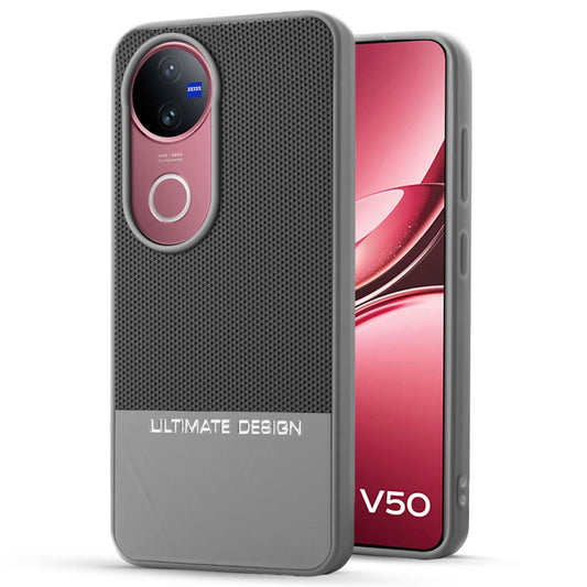 Two-Tone Back Cover with Pyramid Texture & Vegan Leather Finish for Vivo V50 5G - Where Style Meets Function