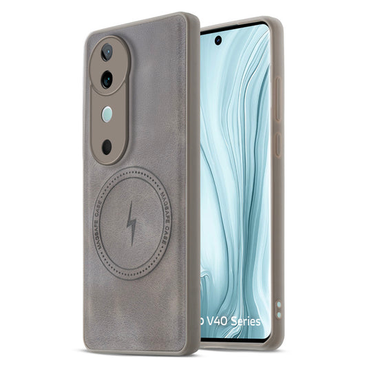 Refined PU Leather Case for Vivo V40 5G , with Support for MagSafe & Wireless Accessories