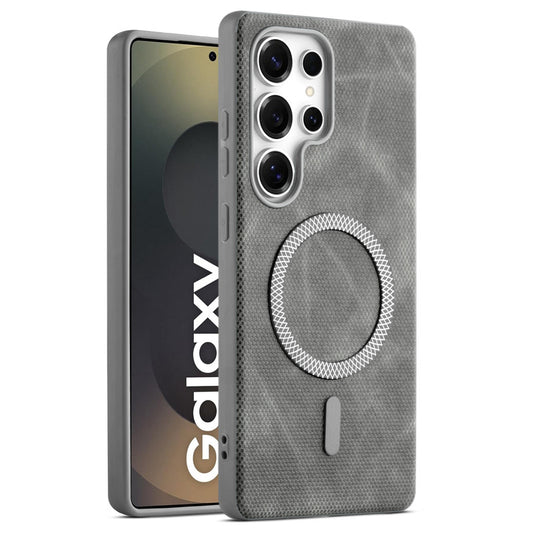 Rugged Vintage Look Back Case For Samsung S25 Ultra 5G With Magnetic Charging Compatible with MagSafe