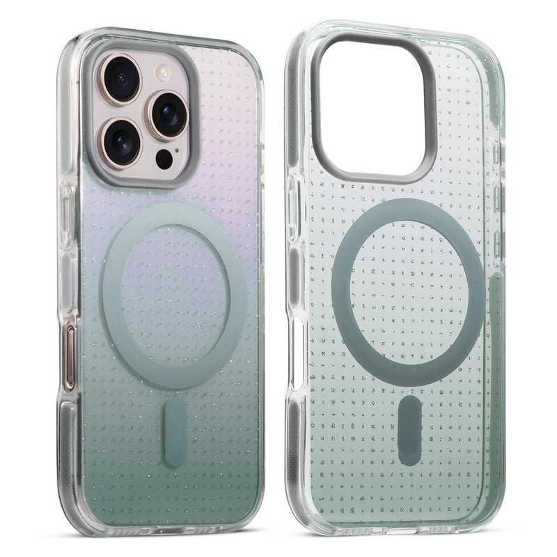 Stunning Dual Shade Starry Wireless Charging Support Hard Back Case for Apple iPhone 16 Pro with Colourful Raised Camera Edges