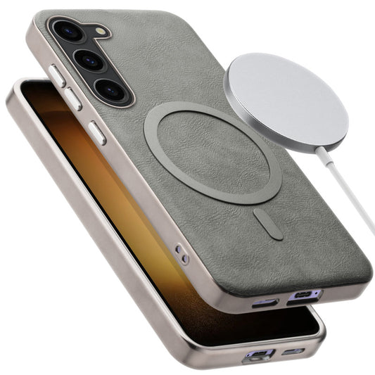 Premium Faux Leather MagSafe Compatible Case for Samsung S23 5G With Metal Finish Edges