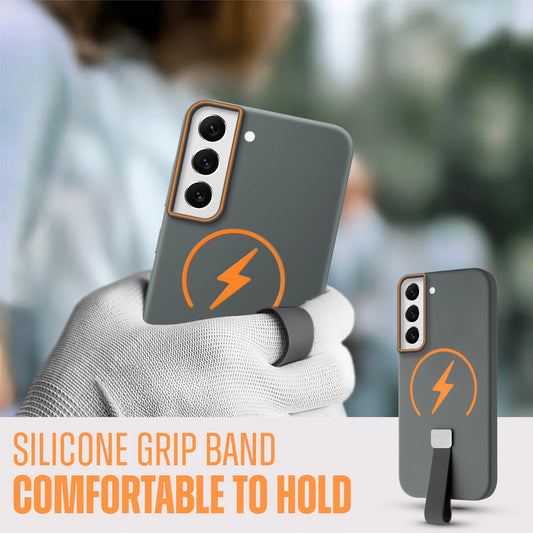 Compact and Stylish Silicon Finish Hard Cover For Samsung S21 FE with Integrated Grip Strap & MagSafe Charging Support