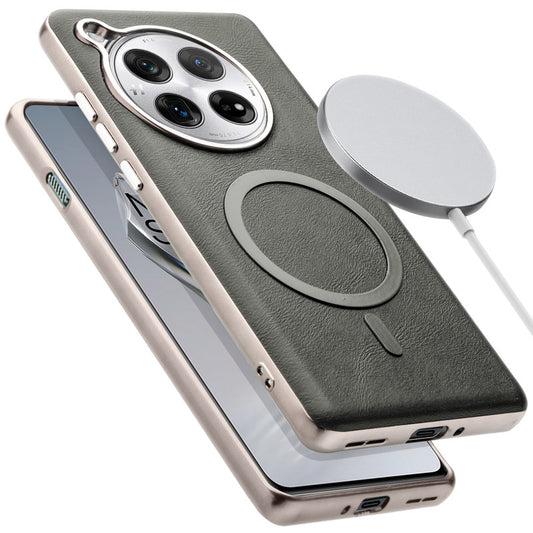 Premium Faux Leather MagSafe Compatible Case for OnePlus 12 5G With Metal Finish Edges
