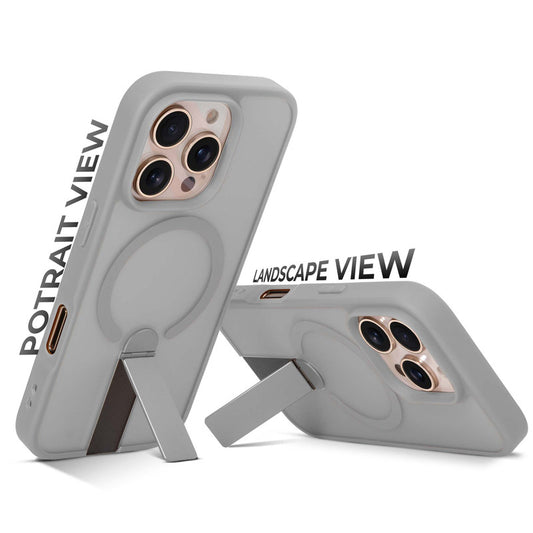 3-in-1 Frosted Back Case for Apple iPhone 16 Pro with Magnetic Support, Vertical Stand & Silicone Grip