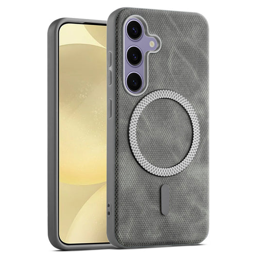 Rugged Vintage Look Back Case For Samsung S25 5G With Magnetic Charging Compatible with MagSafe