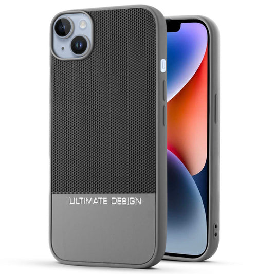 Two-Tone Back Cover with Pyramid Texture & Vegan Leather Finish for Apple iPhone 14 - Where Style Meets Function