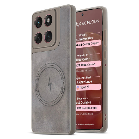 Refined PU Leather Case for Motorola Moto Edge 60 Fusion 5G , with Support for MagSafe & Wireless Accessories
