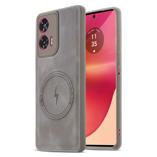 Refined PU Leather Case for Motorola Moto Edge 50 Fusion 5G , with Support for MagSafe & Wireless Accessories