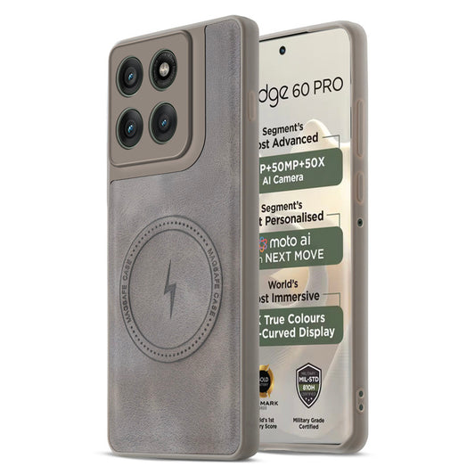 Refined PU Leather Case for Motorola Moto Edge 60 Pro 5G , with Support for MagSafe & Wireless Accessories