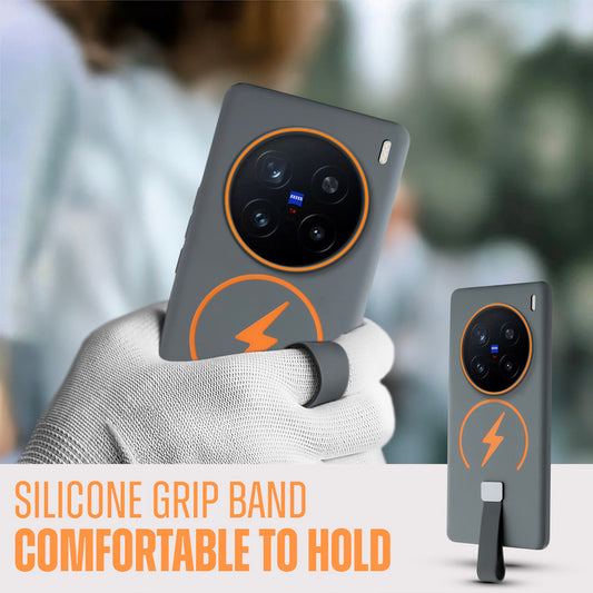 Compact and Stylish Silicon Finish Hard Cover For Vivo X200 Pro 5G with Integrated Grip Strap & MagSafe Charging Support
