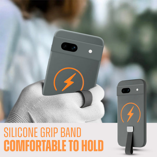 Compact and Stylish Silicon Finish Hard Cover For Google Pixel 7A with Integrated Grip Strap & MagSafe Charging Support