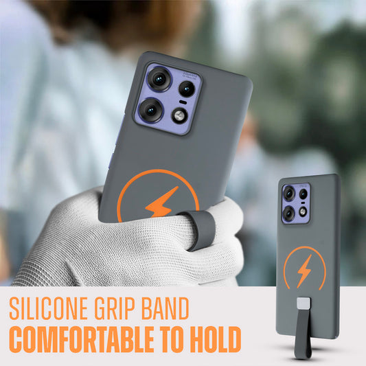 Compact and Stylish Silicon Finish Hard Cover For Motorola Moto Edge 50 Pro 5G with Integrated Grip Strap & MagSafe Charging Support