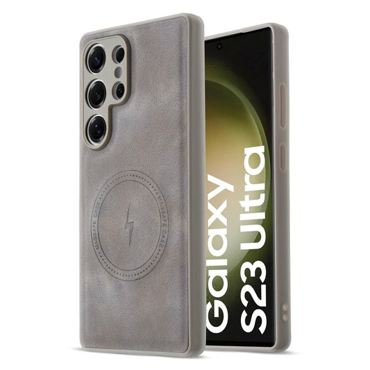 Refined PU Leather Case for Samsung S23 Ultra 5G , with Support for MagSafe & Wireless Accessories