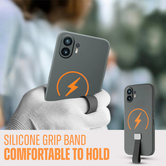 Compact and Stylish Silicon Finish Hard Cover For Nothing Phone 2 with Integrated Grip Strap & MagSafe Charging Support