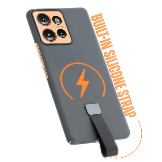 Compact and Stylish Silicon Finish Hard Cover For Motorola Moto Edge 50 5G with Integrated Grip Strap & MagSafe Charging Support