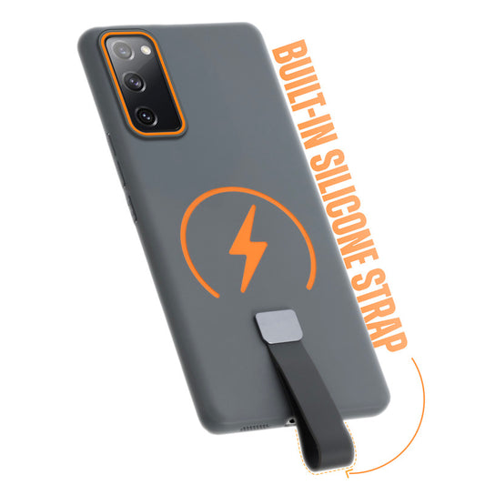 Compact and Stylish Silicon Finish Hard Cover For Samsung S20 FE 5G with Integrated Grip Strap & MagSafe Charging Support