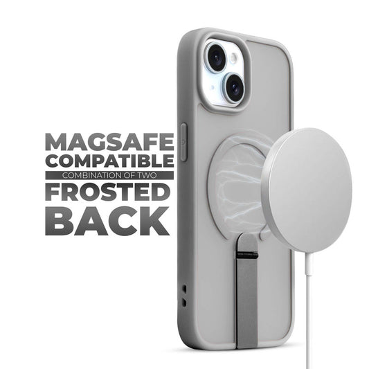 3-in-1 Frosted Back Case for Apple iPhone 13 with Magnetic Support, Vertical Stand & Silicone Grip