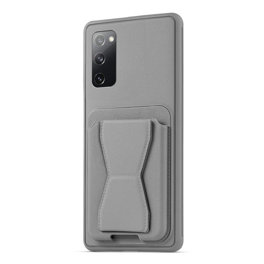 All in One Premium Leather Back Cover for Samsung S20 FE 5G with Card Slot & Foldable Grip Holder
